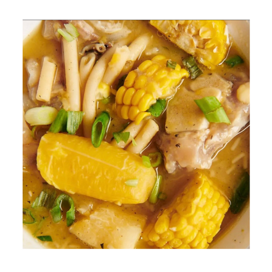 Cowheel Soup with plantain and sweetcorn
